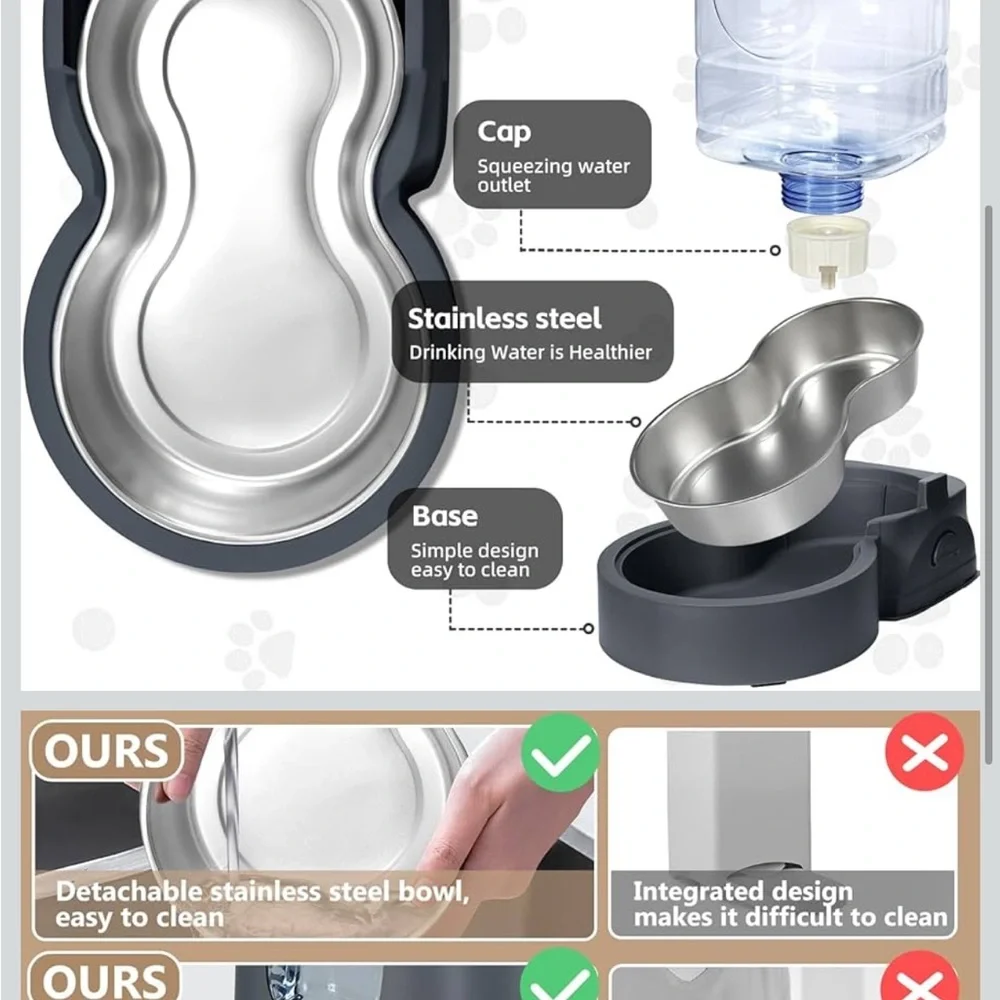 Pet Feeder and Water Dispenser - Gray